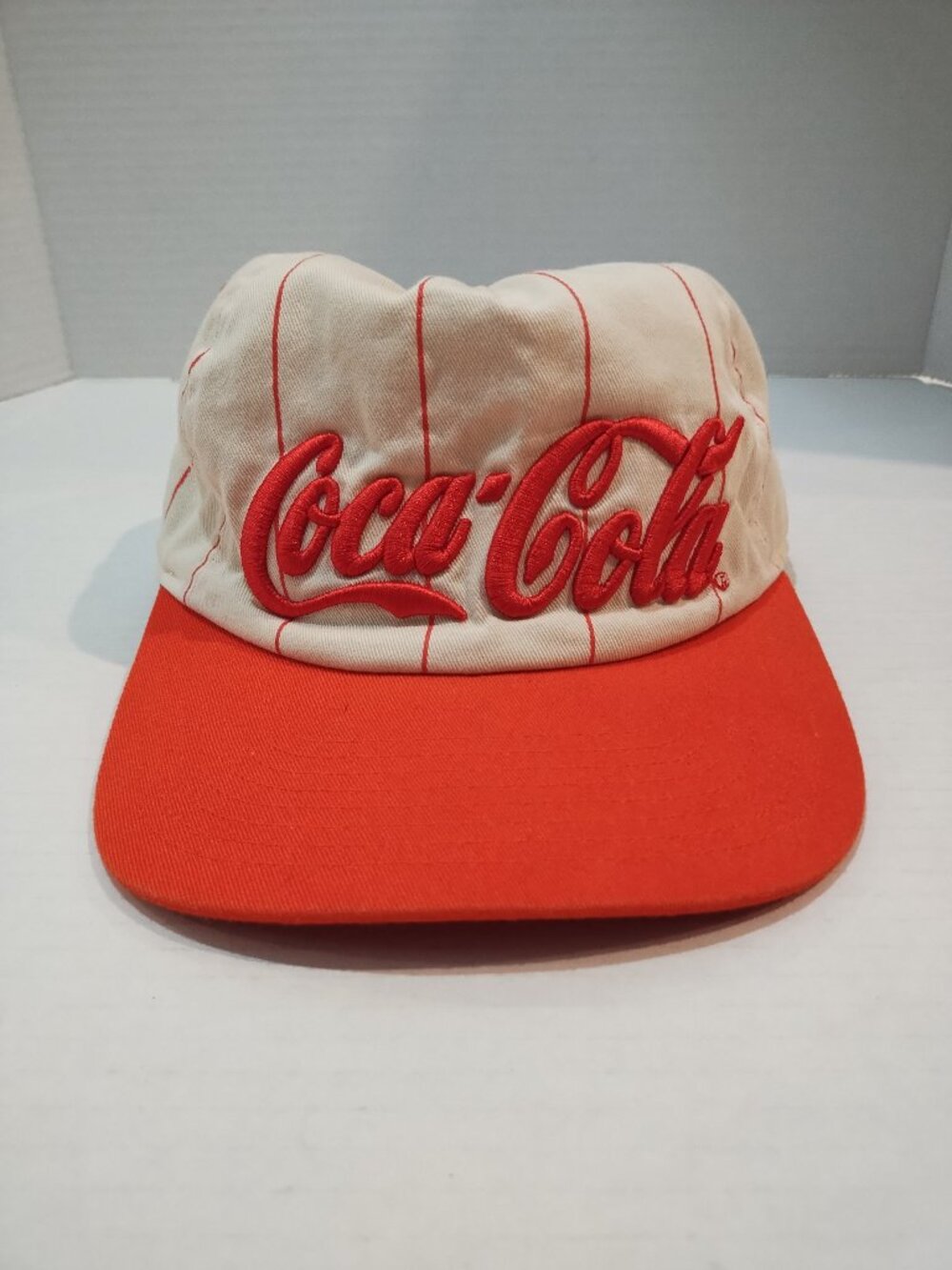 Coca Cola Mens Red Pin Stripe Classic Snapback Cap